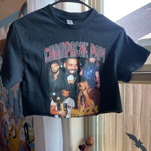 Ladies Gildan Drake champagne Papi Drizzy Black cropped Short Sleeve Tee